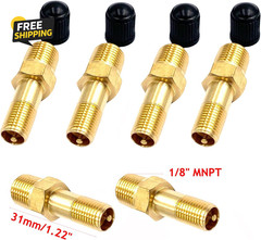 6Pcs Schrader Valve Adapters with 1/8″ Male Npt,Brass 1/8″ NPT Tank Valve