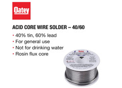 Wire Solder Oatey 50193 Acid Core 0.5 Lb Solid, Gray, 1/2 lb Silver