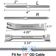 60 Pack T316 Stainless Steel Left&Right Handed Thread Swage Lag Screws for Wood