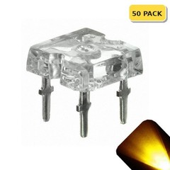 50 x Flat Piranha Yellow Gold LED Light Super Bright LEDs Ultra 3mm 5mm Tail RC