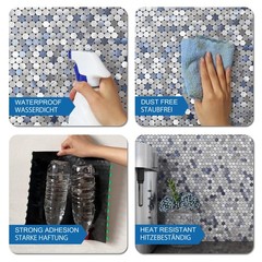 M MOFIT Small Penny Round Peel and Stick Backsplash Tile 10 Sheets Blue