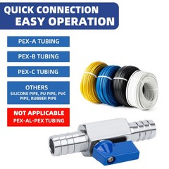 PEX Ball Valve – 5/8″, 304 Stainless Steel Double Barbed 5/8″ Hose Barb