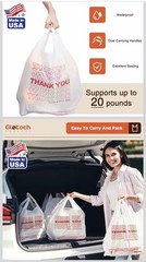 350 Thank You T-Shirt Bags 12″ x 6.5″ x 21″, Plastic Grocery Shopping Bags