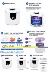 Ultrasonic Retainer Cleaner 45kHz Protable Retainer Cleaner UV LED