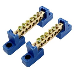Compact 8 Position Blue Brass Screw Terminal Bus Bar for Automotive & Marine Use