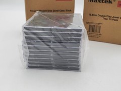 Maxtek 10.4mm Double Disc Jewel Case, Black Tray 10 Packs Lot of 2 New In Box