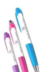 100ct Bulk Lot Misprint Rubber Grip Click Pens MARDI GRAS Hub Pen: MULTI COLOR