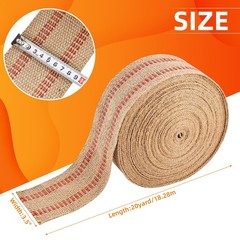 YaeCCC Craft Jute Webbing Tape, 20 Yards Width 3.5″ Roll Natural Burlap Red L…