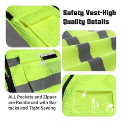 10 Pack Reflective Mesh Safety Vest, Breathable Hi Vis Vest Construction Work…