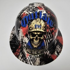 full brim hard hat custom hydro dipped IN BLUE COLLAR OUTLAW BUILT TO GET DIRTY