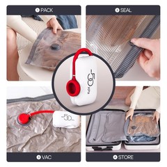 VMstr 9-Pack Vacuum Seal Bags for 9 Combo + 1 USB Pump, Red and white