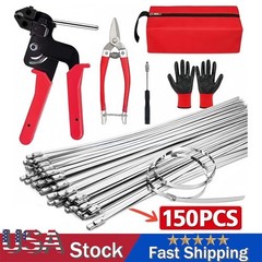 150 PCS Metal Zip Ties & Stainless Steel Cable Tie Gun Heavy Duty Tool Set⭕️
