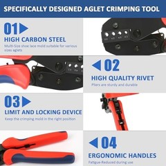 Metal Aglets for Shoelaces – 200Pcs in 4 Colors & Sizes + Crimping Tool, Repair