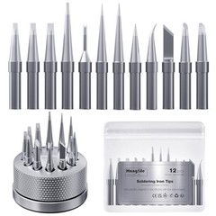 Soldering Tips Set 12 Piece ET Series with Rotating Holder for Weller Stations