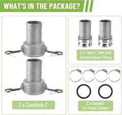 3 Inch Cam Groove Hose Fitting Kit Part C Type E Gasket 4 Clamps 10 PCS Set