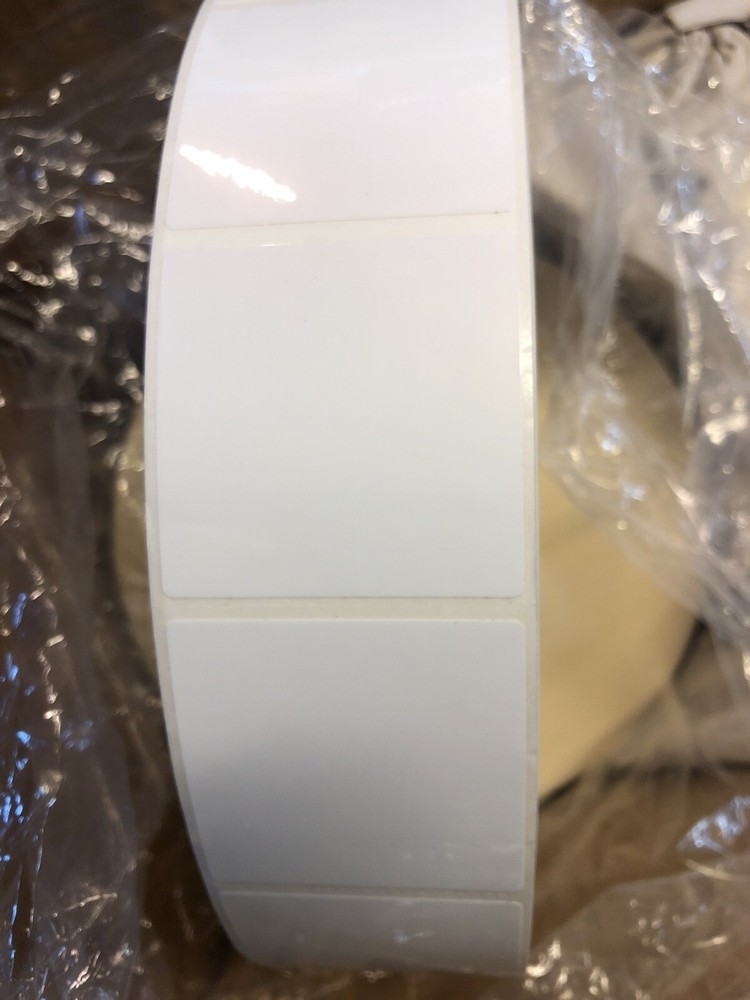 Roll of 4000 Laminated TT Thermal Transfer High Gloss Bopp Mylar Labels 2” x 2”