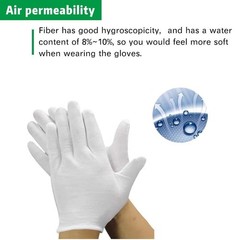 3 Pairs White Cotton Gloves Moisturizing SPA Eczema Work Liner Inspection