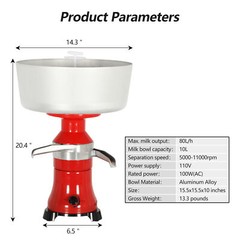 Electric Centrifugal Separator Fresh Milk Cream Milk Cream Separator 100L/H New