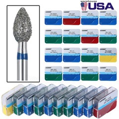200pcs AZDENT Dental Diamond Burs Medium FG 1.6MM F High Speed Handpiece 20Types
