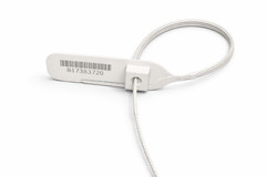 50 Business Barcode Security Cable Seals Tamper Evident Rat Tail Lock Tags White