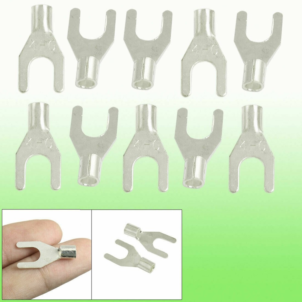 10 Pcs 3.5mm Dia Wire Copper Non Insulated Spade Fork Terminal Connectors✦KD