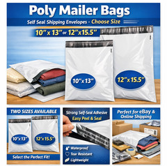 Kelvo Poly Mailer Shipping Bags Self Seal Waterproof 10×13 12×15.5 Choose Qty