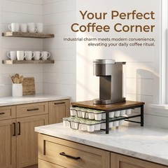SPEDAY 2 Tier Coffee Pod 12.7 inches x 12.59 x 5.9 inches, wood