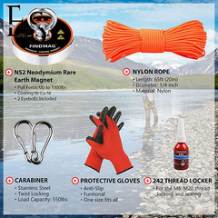 FINDMAG 1000 LBS Pulling Force Magnet Fishing Kit Fishing Magnets with Rope, Kit