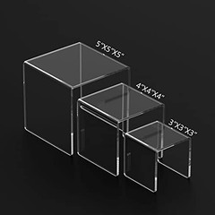 Clear Acrylic Display Risers 3-Tier Stands for Amiibo, Funko Pop, Jewelry, Desse
