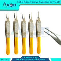 4.75″ Adson Brown Thumb Forceps with Tungsten Carbide Insert Jaws, 7×7, Premium