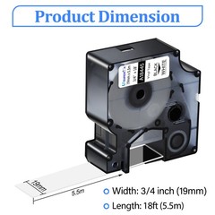 5PK 18445 Black on White Vinyl Industrial Label 19mm for DYMO Rhino 4000 Tape