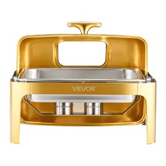 Gold 9QT Roll Top Chafing Dish Buffet Set Stainless Steel with Fuel Holder Hotel