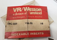 10 ea Fansteel VR/Wesson TPG-222 VR 75 Indexable Carbide Inserts New Old Stock