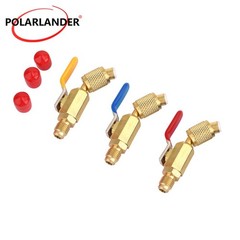 1/4″ SAE Angled Small Ball Valve 3PCS AC Refrigerant Charging Hoses