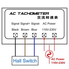 AC 110V 220V Digital Led Motor Speed Tachometer RPM 10-9999 Hall Meter Gauge