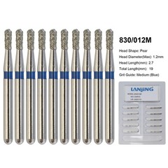 Dental Diamond Bur FG 830/012M Pear Shape Medium Coarse Grit High Speed