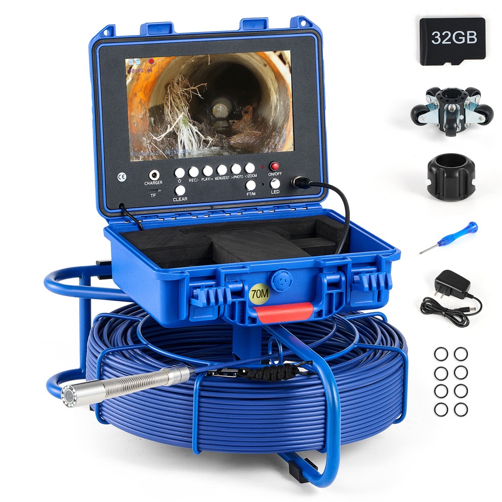 9″ Self-Leveling Sewer Inspection Camera 512Hz 230ft Digital Length Counter-Used