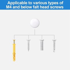 100pcs Screw Covers Plastic Screw Cover, Plastic Dome Screw Cap (White)