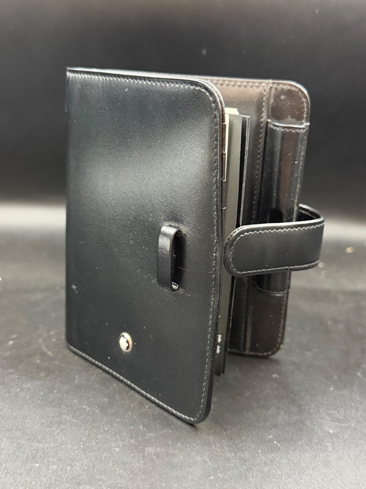 Authentic Montblanc Black Leather 6 Ring Organizer Planner Agenda w/ Inserts