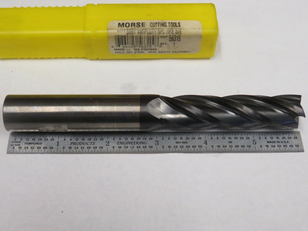 .710″ Morse 4 Flute Carbide End Mill, Made in USA, Coated