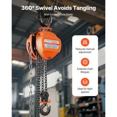 Uimoso Manual Chain Hoist 2 Tons/4400 lbs 10 ft Lift w/Durable G80 Chain