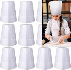 20 Pcs Tall Chef Hat White Adjustable 9″One Size Fits Most