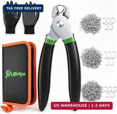 620 Pcs Hog Rings with Straight Hog Ring Pliers Kit with Leather Tool Kit, 3/4″