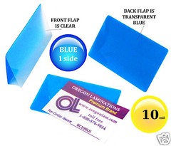 Hot Laminating Pouches 2-1/4 x 3-3/4 Business Card [pk of 100] 10 Mil Clear/Blue