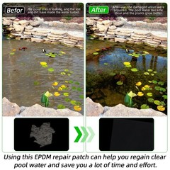 4 Pcs 8 x 8 Inches Pond Liner Repair Patch Kit EPDM Butyl Rubber balck