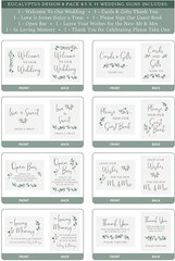 Eucalyptus Designed Wedding Signs (Double Sided) (4 or 8 Pack)