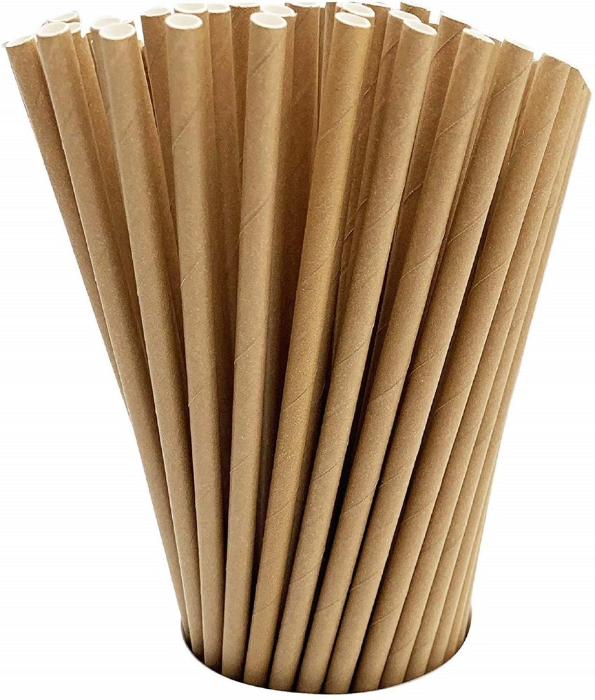 GDMINLO 100 Pack Kraft Paper Straws 100 Count (Pack of 1), Brown