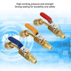 1/4″ SAE Angled Small Ball Valve 3PCS AC Refrigerant Charging Hoses