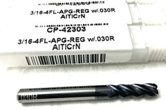 Carbide Plus 3/16 4FL Corner Radius End Mill .03R Solid Carbide AlTiCrN 5/8″ LOC