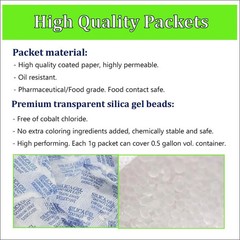Premium Silica Gel Desiccant Packs 1 Gram 100 Packets Moisture Absorbers Dehumid